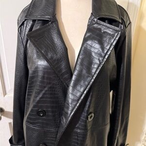 Alivia Ford Faux Crocodile Trench Coat Women Size Large 12-14
